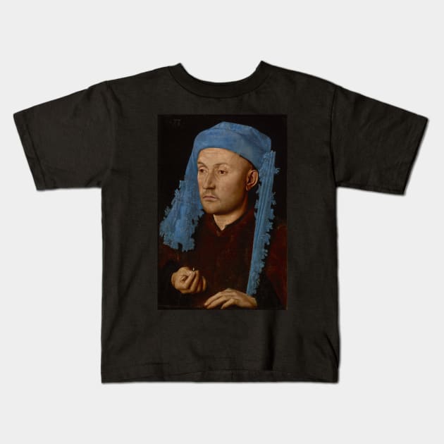 man in a blue turban - Jan van Eyck Kids T-Shirt by Kollagio